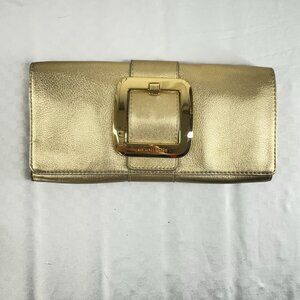 Michael Kors Gold Clutch Wallet Pebbled Leather